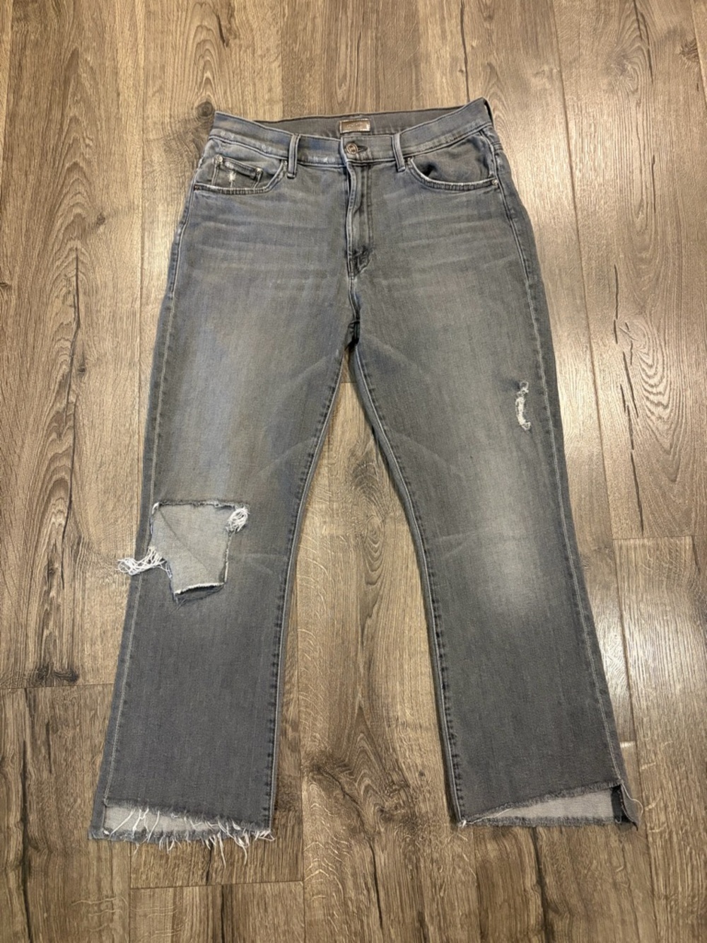 MOTHER The Insider Crop Fray Gray To the Moon Sz 29 Distressed Frayed Grunge Y2K - Picture 10 of 16